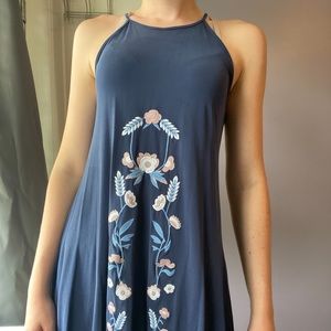 Navy blue with floral accent flowy dress